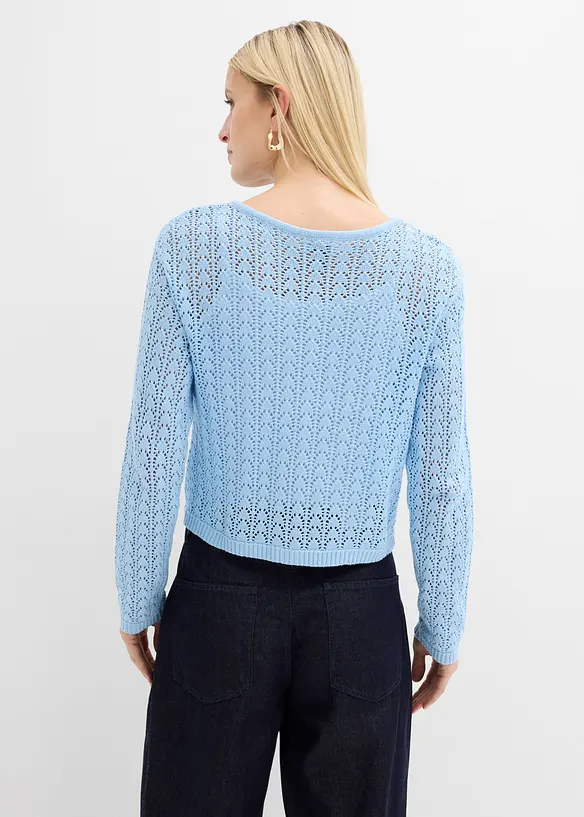 Cardigan med h&aring;lm&ouml;nster, av ren bomull, bonprix