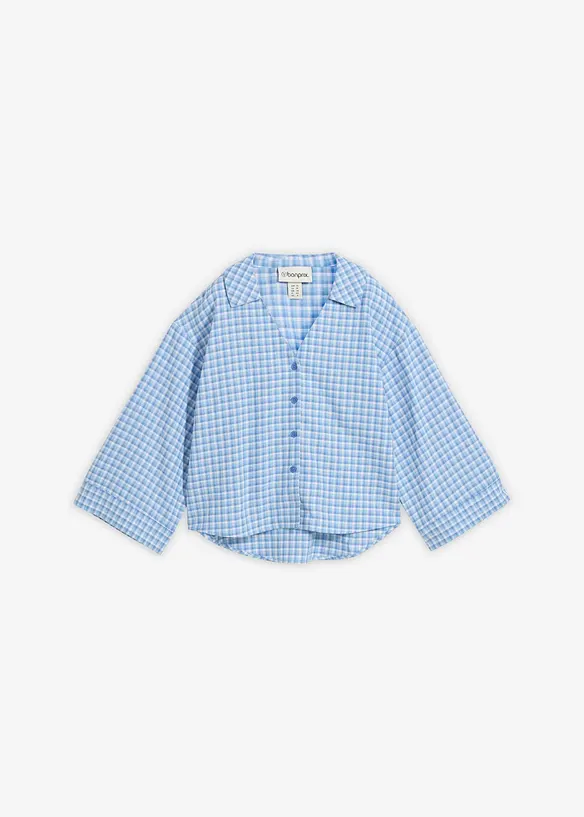 Skjortblus av luftig linnemix, bonprix