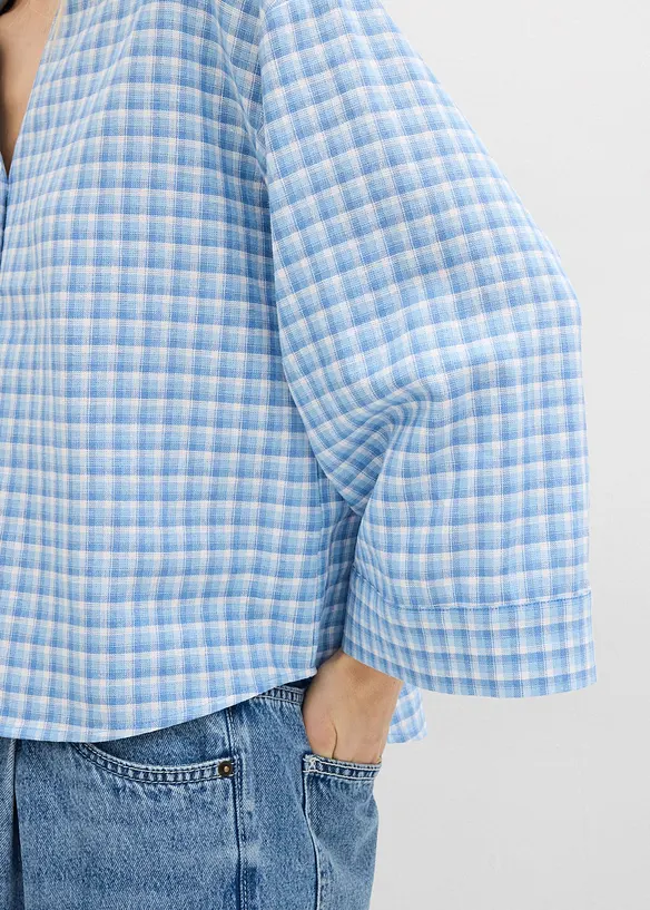 Skjortblus av luftig linnemix, bonprix