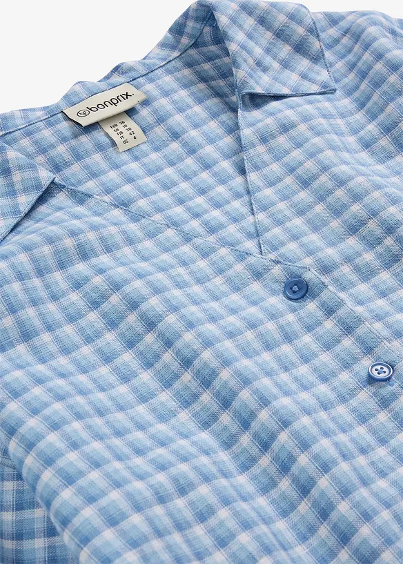 Skjortblus av luftig linnemix, bonprix