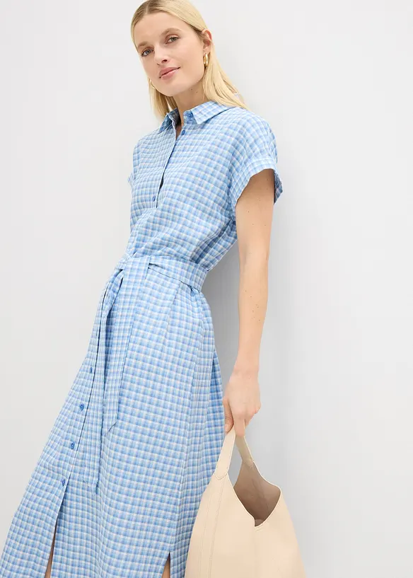 Skjortkl&auml;nning av linnemix, bonprix