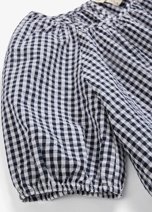 Kort&auml;rmad blus i ren bomull, bonprix