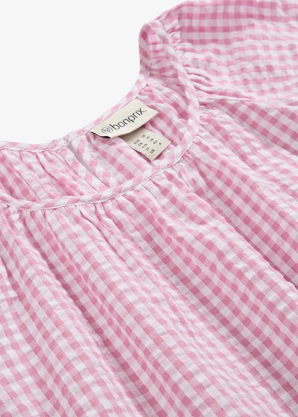 Kort&auml;rmad blus i ren bomull, bonprix