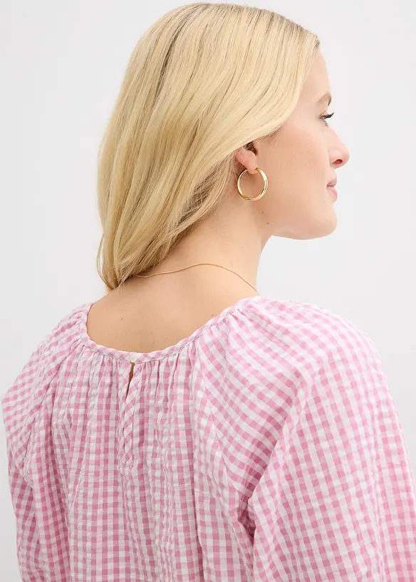 Kort&auml;rmad blus i ren bomull, bonprix