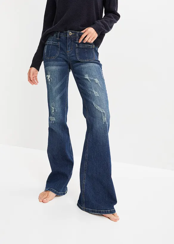 Flared Jeans Low Waist, Stretch, bonprix