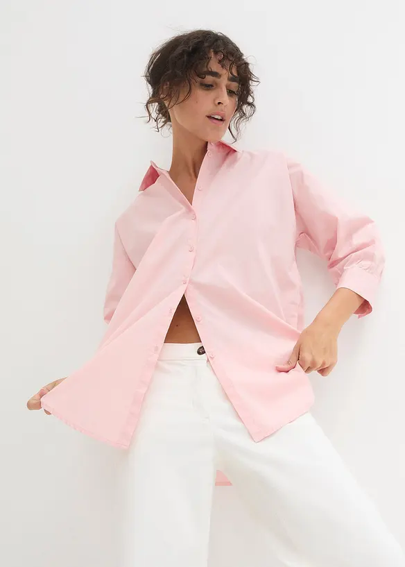 Oversizeskjorta i bomull med 3/4-&auml;rm, bonprix