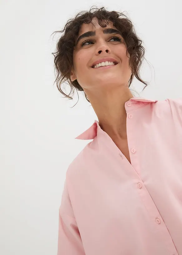 Oversizeskjorta i bomull med 3/4-&auml;rm, bonprix