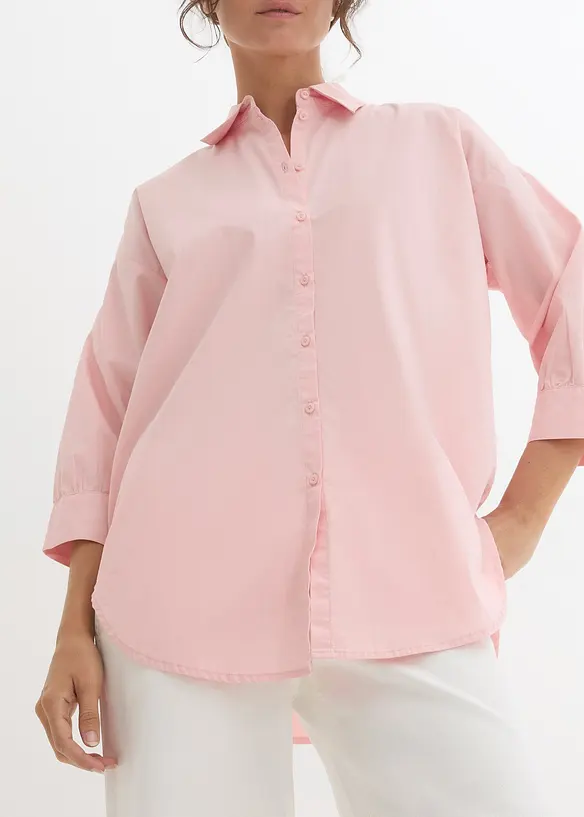 Oversizeskjorta i bomull med 3/4-&auml;rm, bonprix