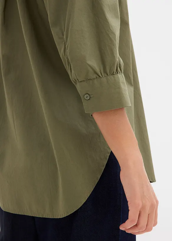 Oversizeskjorta i bomull med 3/4-&auml;rm, bonprix