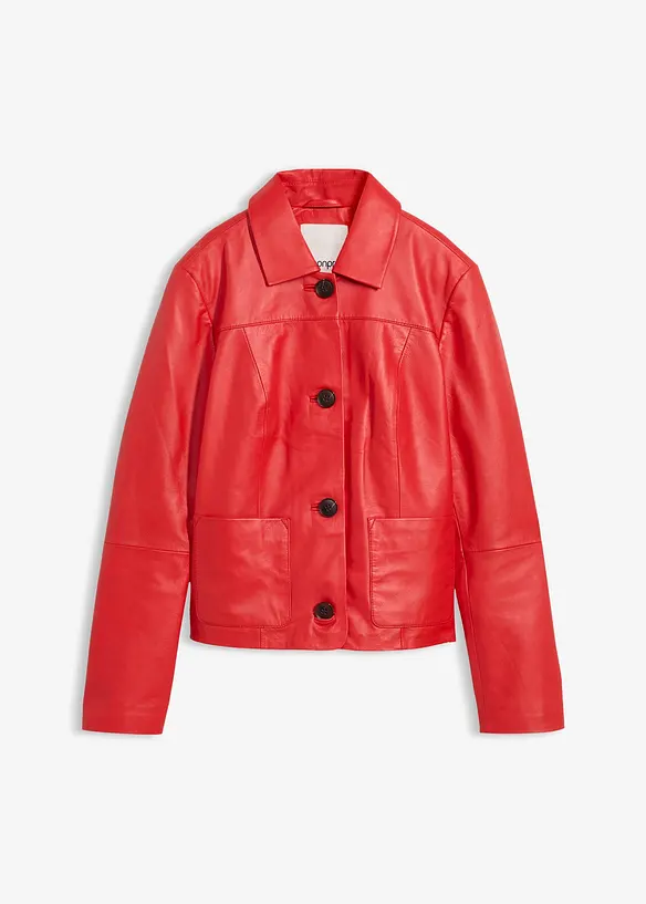 Kort skinnjacka i lammnappa, bonprix