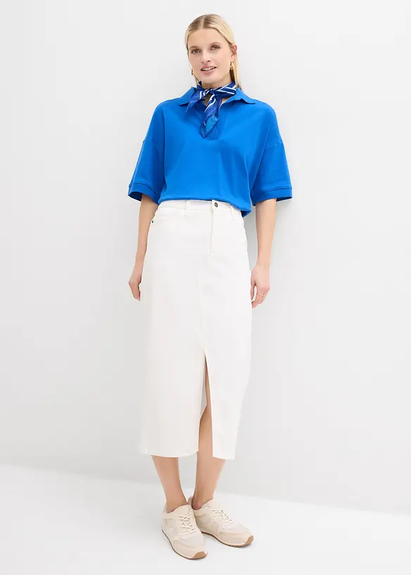 Jeanskjol i midil&auml;ngd, bonprix