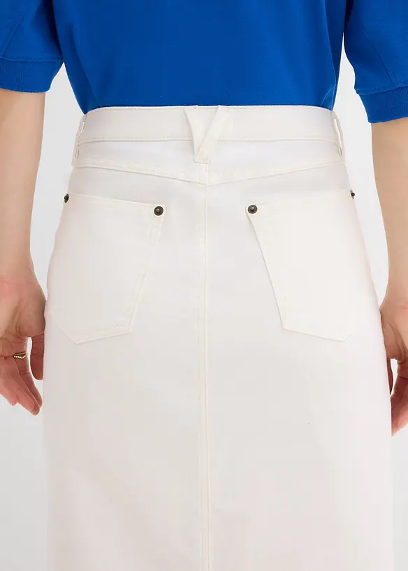 Jeanskjol i midil&auml;ngd, bonprix