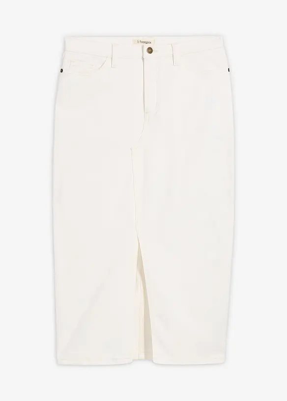 Jeanskjol i midil&auml;ngd, bonprix