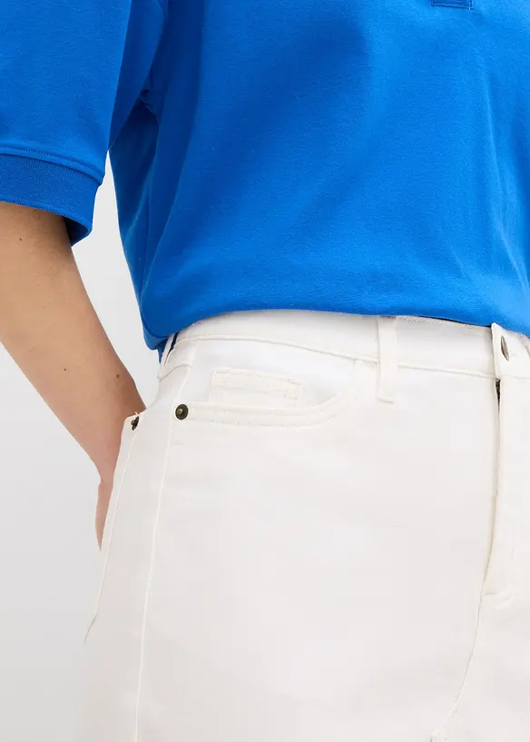 Jeanskjol i midil&auml;ngd, bonprix