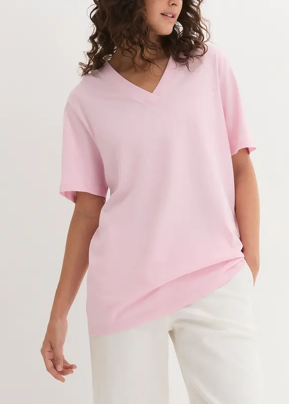 Vid l&aring;ng topp med V-ringning (5-pack), kort&auml;rmad, bonprix