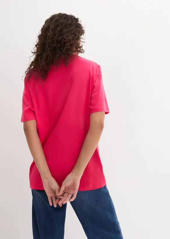 Vid l&aring;ng topp med V-ringning (5-pack), kort&auml;rmad, bonprix