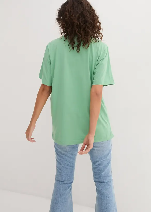 Vid l&aring;ng topp med V-ringning (5-pack), kort&auml;rmad, bonprix