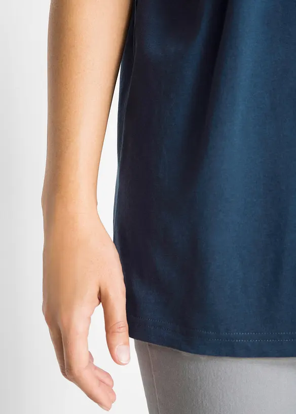 Vid l&aring;ng topp med V-ringning (5-pack), kort&auml;rmad, bonprix