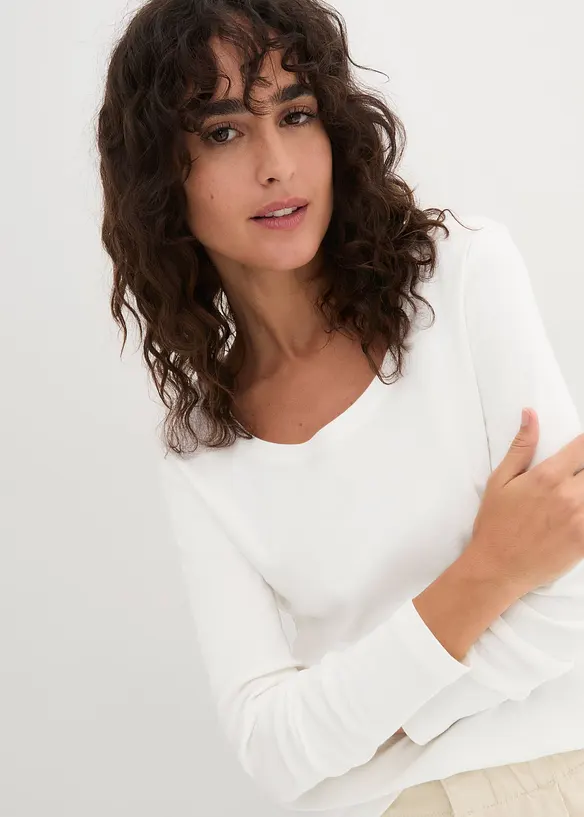 L&aring;ng&auml;rmad topp i ekologisk bomull, bonprix