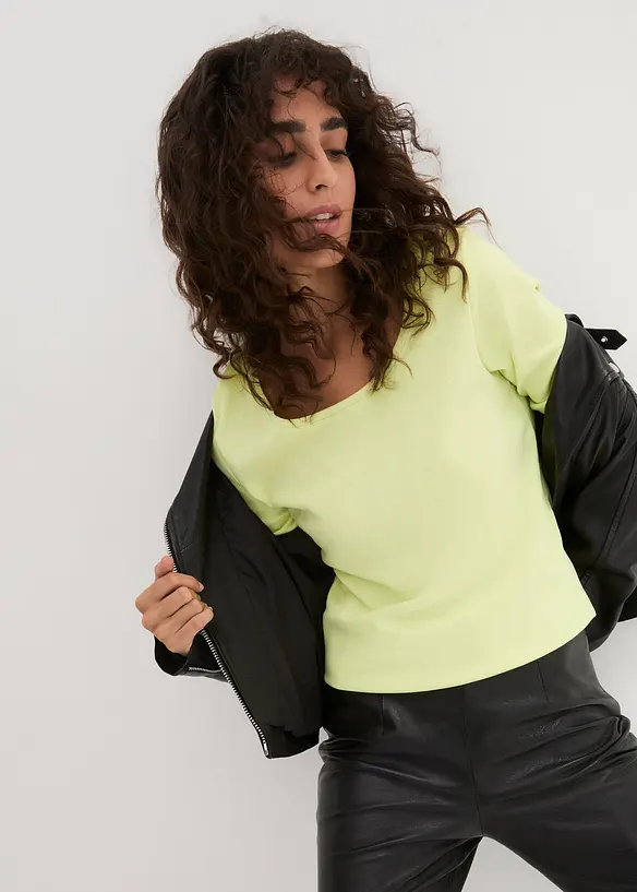 L&aring;ng&auml;rmad topp i ekologisk bomull, bonprix