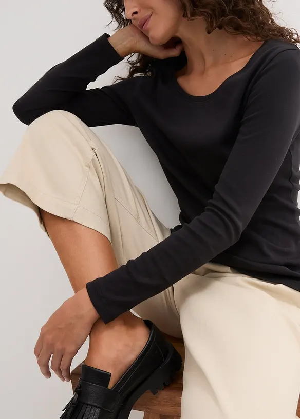 L&aring;ng&auml;rmad topp i ekologisk bomull, bonprix