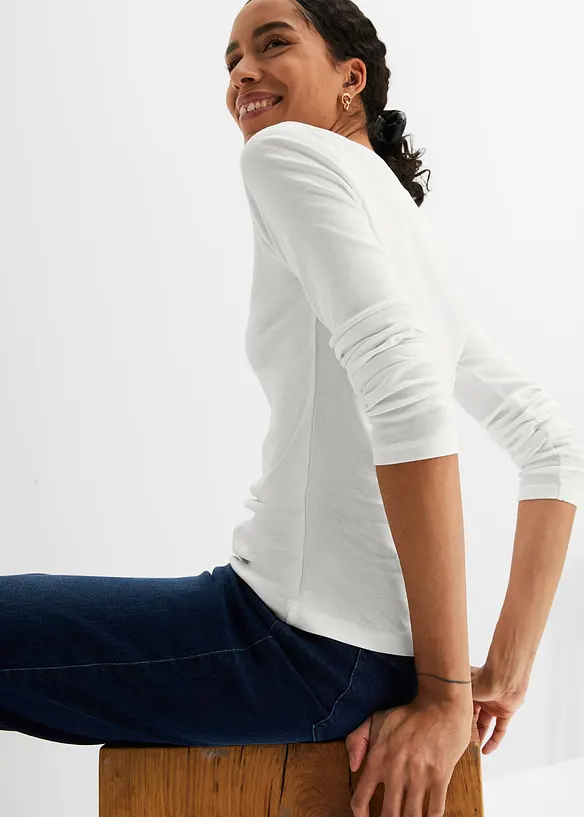 L&aring;ng&auml;rmad topp i ekologisk bomull, bonprix