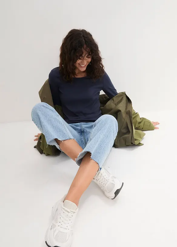 L&aring;ng&auml;rmad topp i ekologisk bomull, bonprix