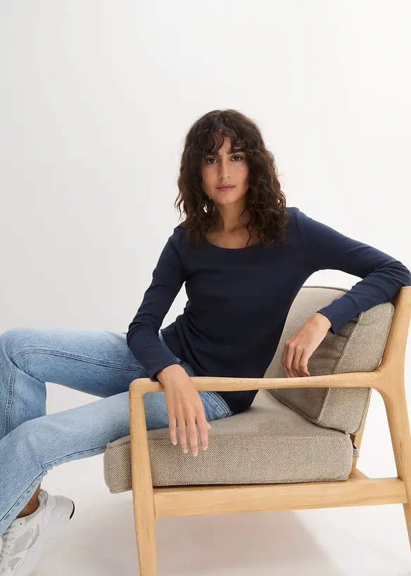 L&aring;ng&auml;rmad topp i ekologisk bomull, bonprix