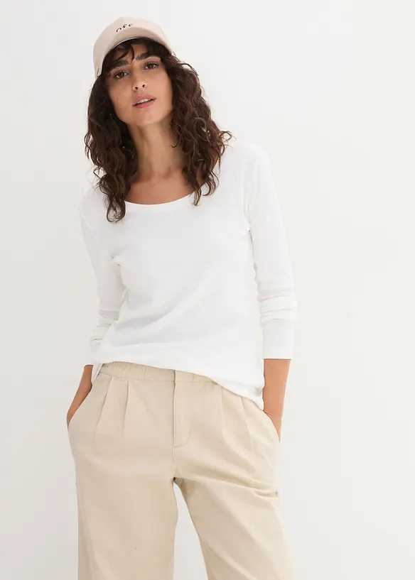 L&aring;ng&auml;rmad topp i ekologisk bomull, bonprix