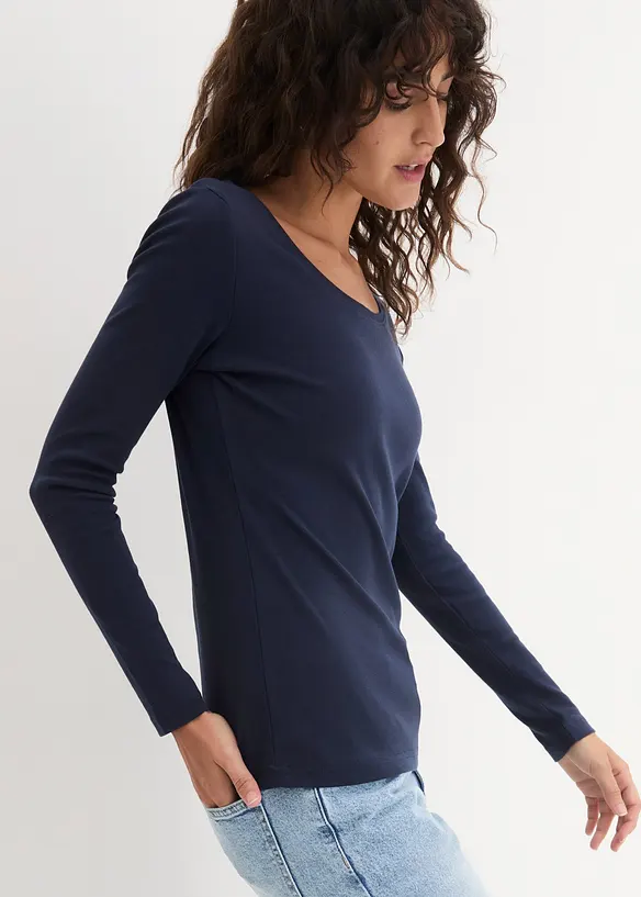 L&aring;ng&auml;rmad topp i ekologisk bomull, bonprix