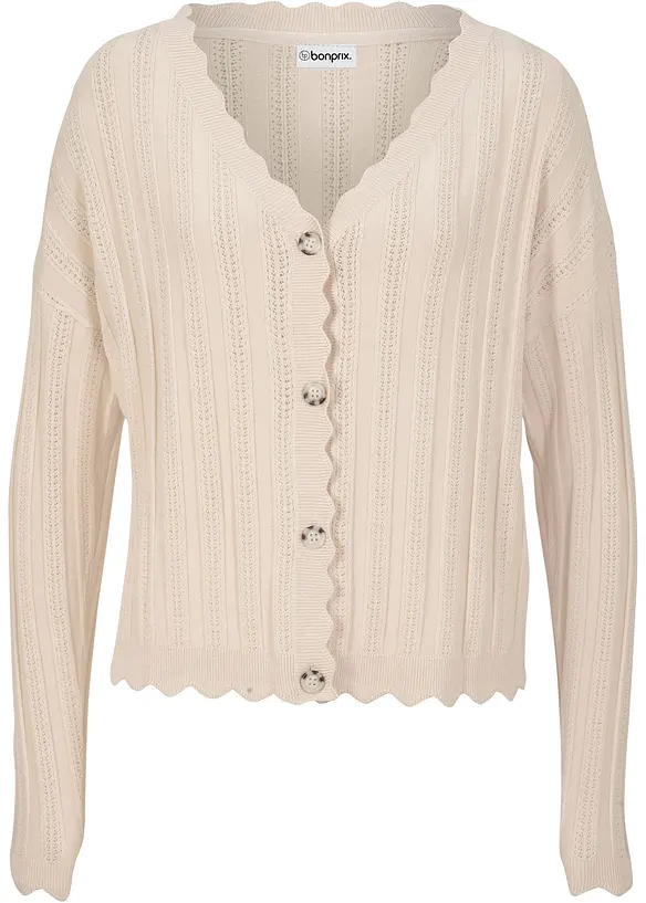 Kort h&aring;lm&ouml;nstrad cardigan, bonprix
