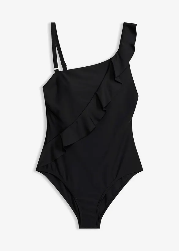 Baddr&auml;kt med ena axeln bar och volang, bonprix