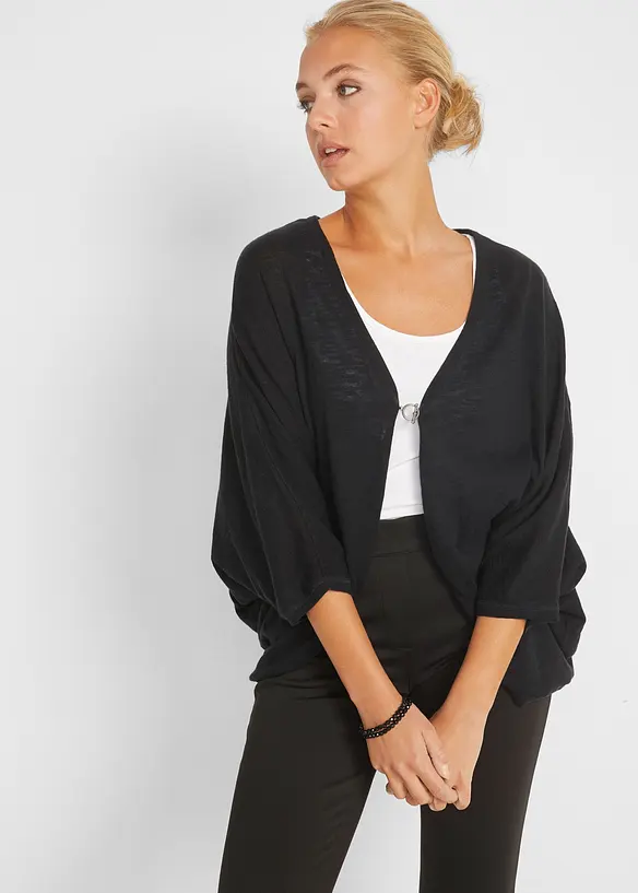 Finstickad cardigan av bomull, bonprix