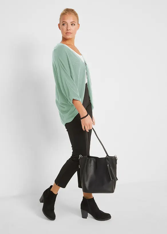Finstickad cardigan av bomull, bonprix