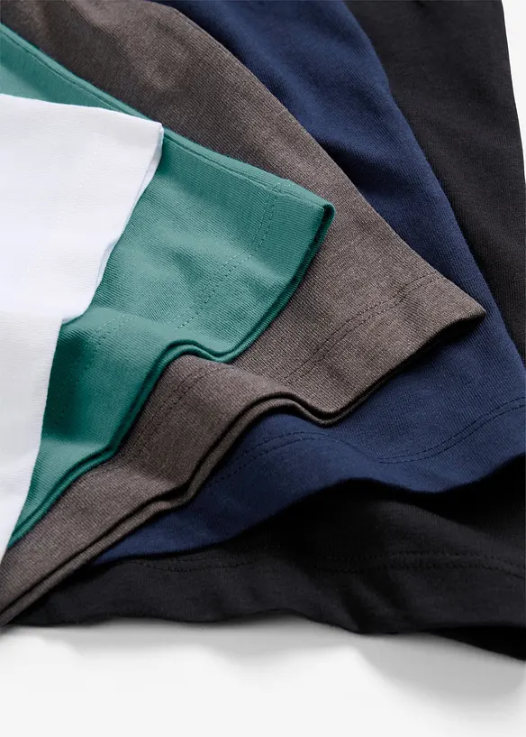 L&aring;ng&auml;rmad T-shirt med ekologisk bomull (5-pack), bonprix