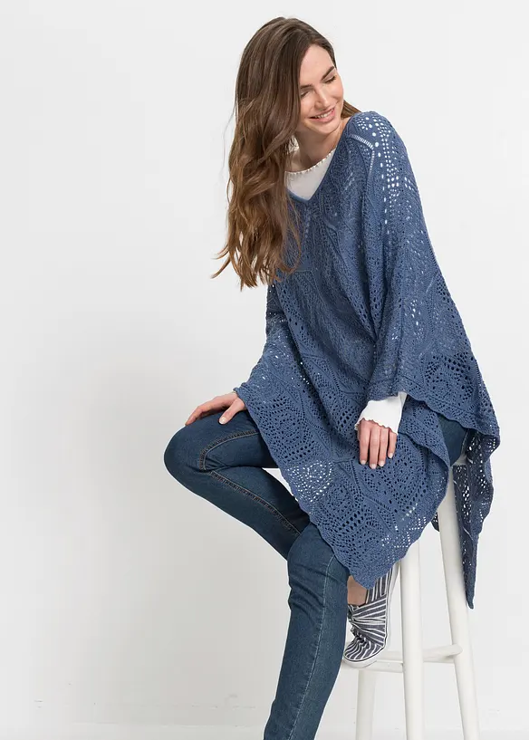 Poncho med virkad look, bonprix