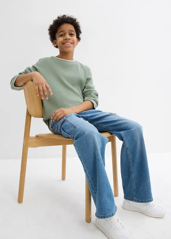 L&aring;ng&auml;rmad T-shirt i bomull med 2-i-1-look, bonprix