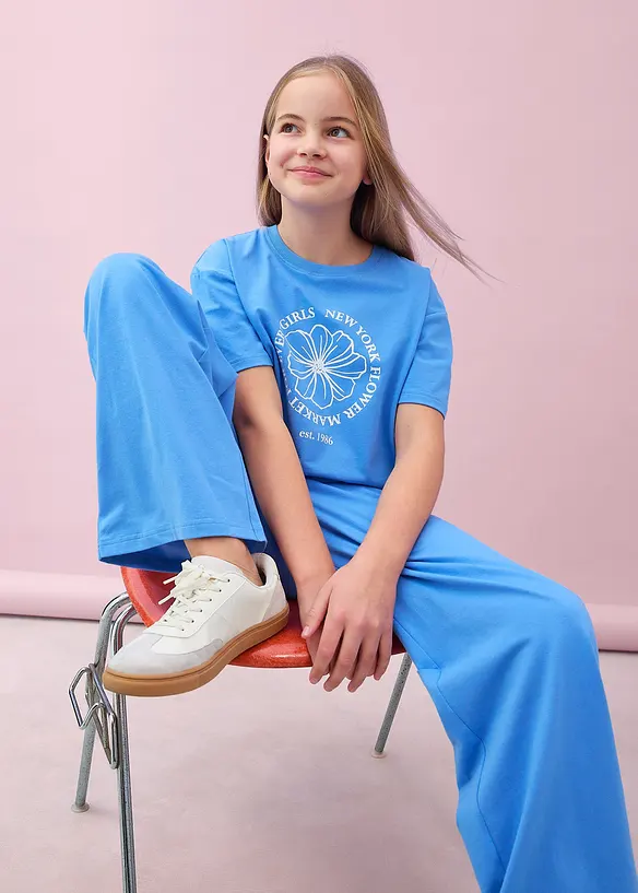 T-shirt och jerseybyxa i elastisk bomullsmix (2 delar), bonprix