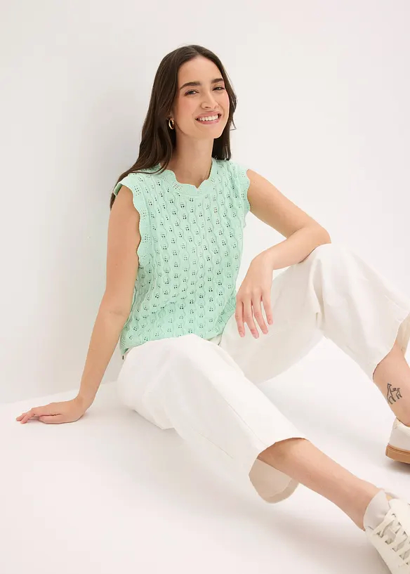 Stickat linne av ren bomull, bonprix