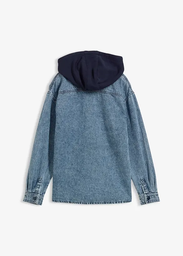 Jeansjacka med trik&aring;huva, bonprix