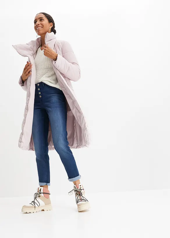 Fodrade jeans i boyfriendmodell med mjuk insida Mid Waist, bonprix