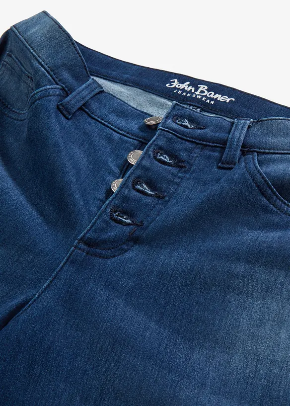 Fodrade jeans i boyfriendmodell med mjuk insida Mid Waist, bonprix