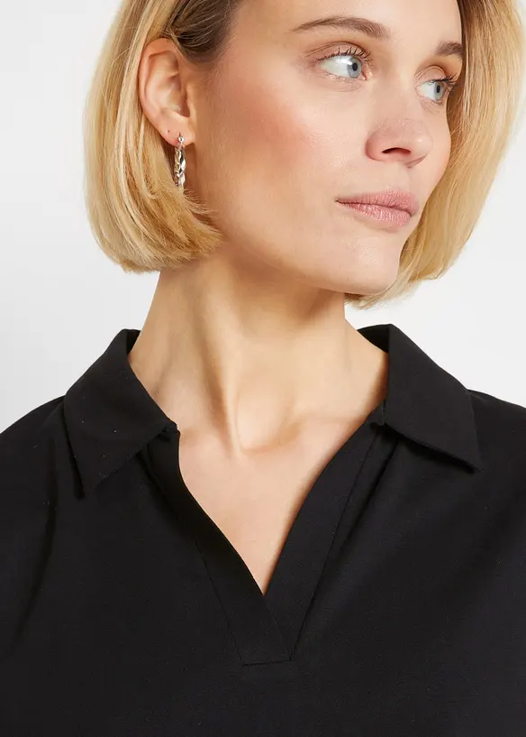 Topp med &ouml;ppen tenniskrage, bonprix