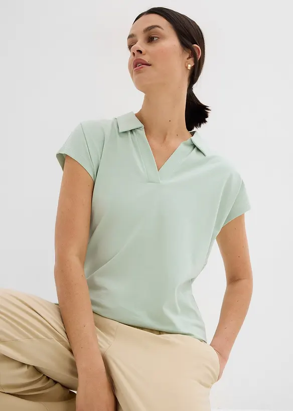 Topp med &ouml;ppen tenniskrage, bonprix