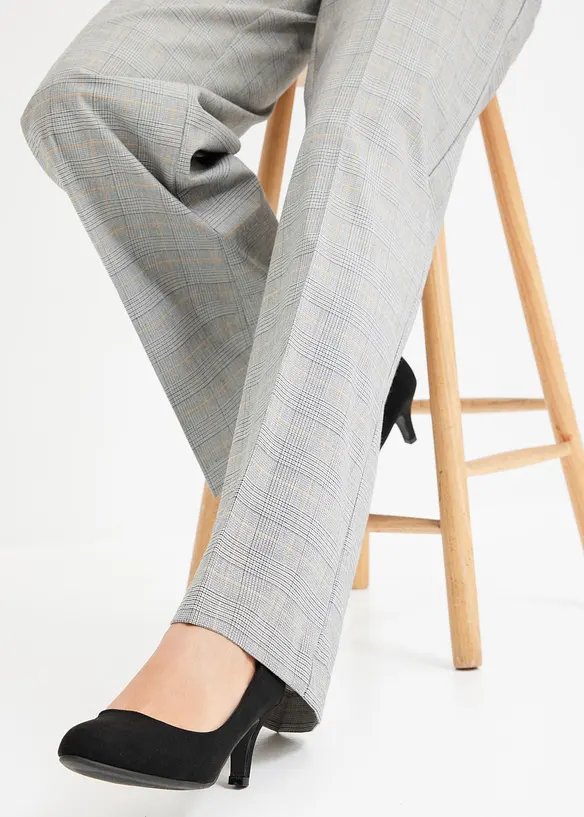 Glencheckrutig marlenebyxa med viskos, bonprix