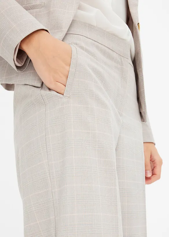 Glencheckrutig marlenebyxa med viskos, bonprix