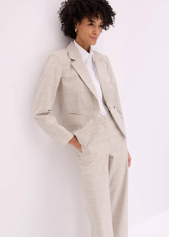 Glencheckrutig marlenebyxa med viskos, bonprix