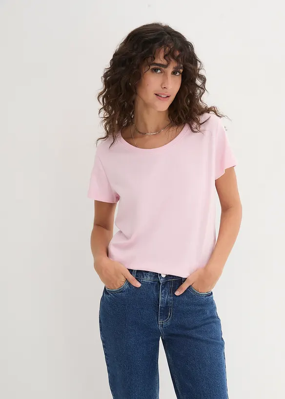 T-shirt med rund halsringning (5-pack), bonprix