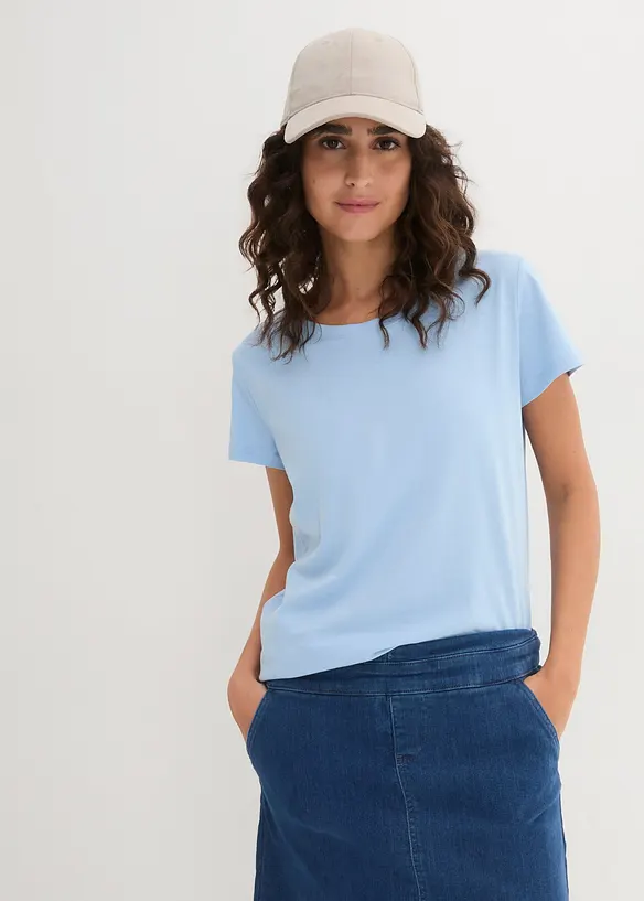 T-shirt med rund halsringning (5-pack), bonprix