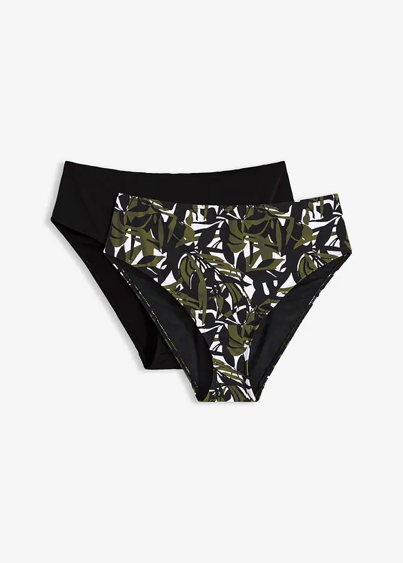 Bikinibyxa med h&ouml;g midja och l&auml;tt formande effekt (2-pack), bonprix